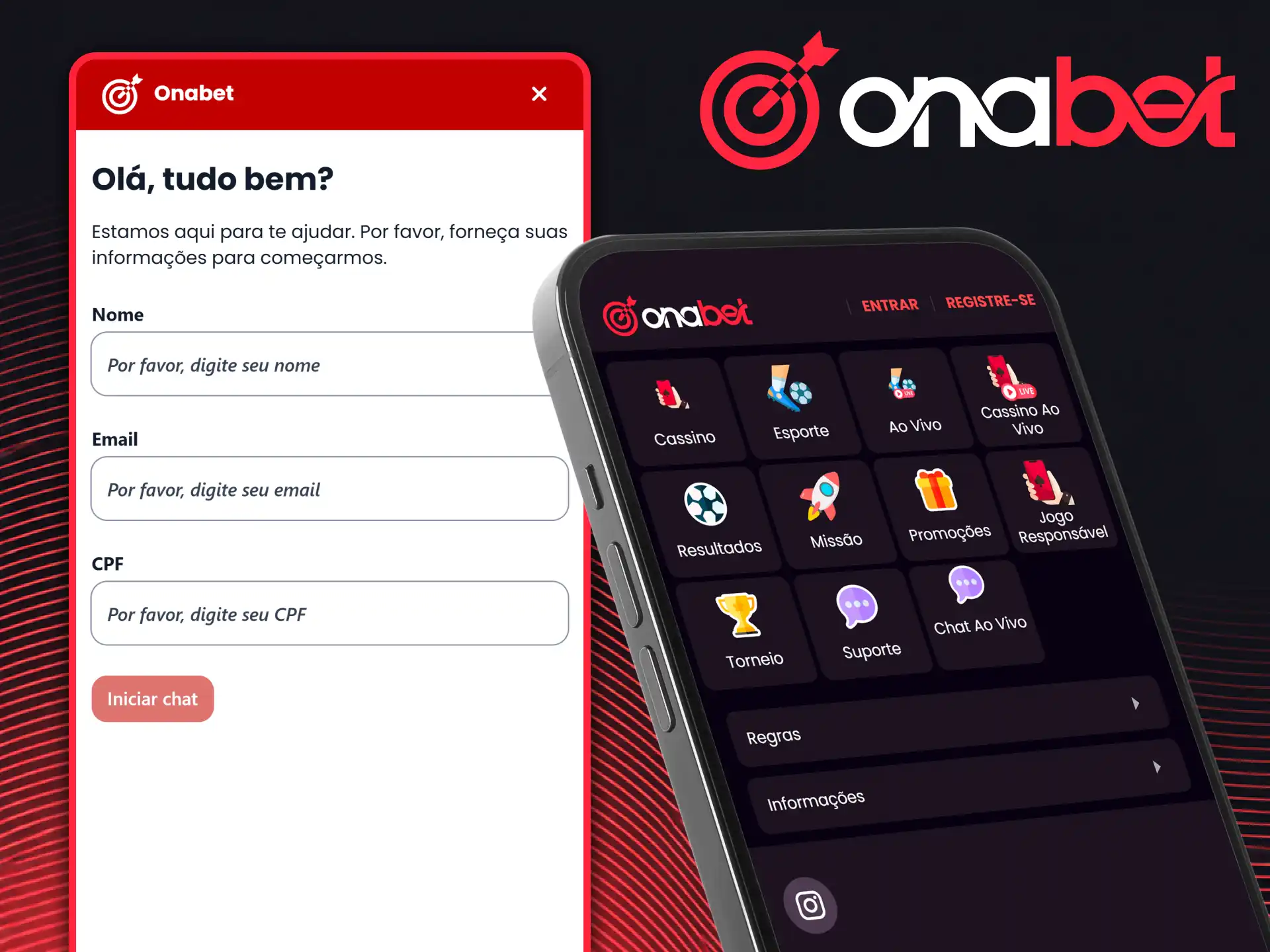 Tire suas dúvidas e resolva qualquer problema com o suporte ao cliente no aplicativo móvel da OnaBet.