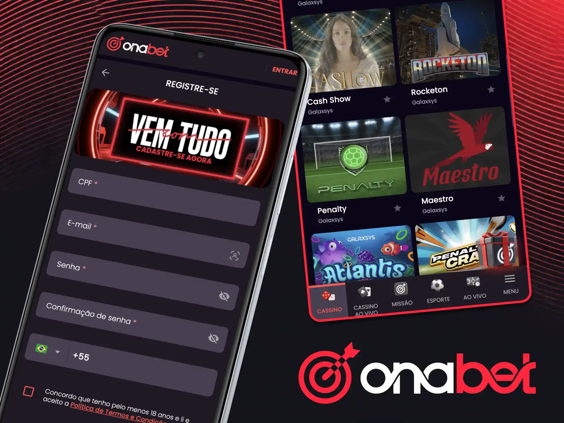 Crie sua conta de forma rápida e fácil usando o aplicativo da OnaBet.